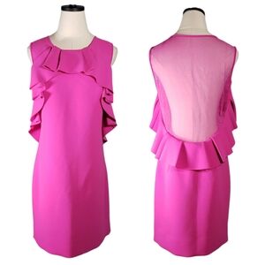 Diane Von Furstenberg Pandora Hot Pink Mini Couture Silk Creap Ruffle Surround